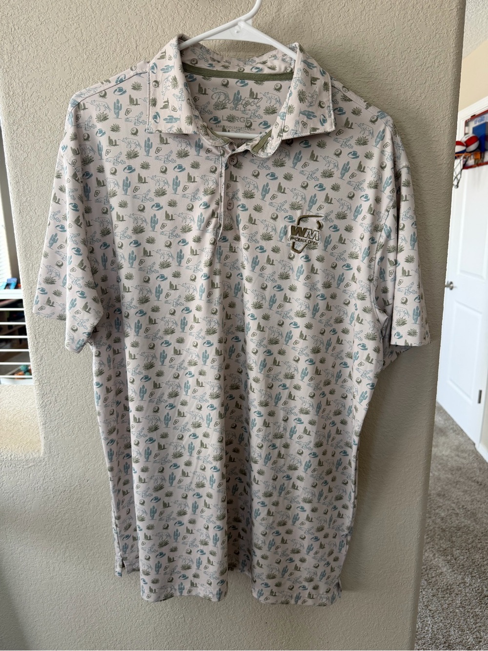 Barstool WM Desert Print Polo Shirt in Light Beige with Green & Blue Accents